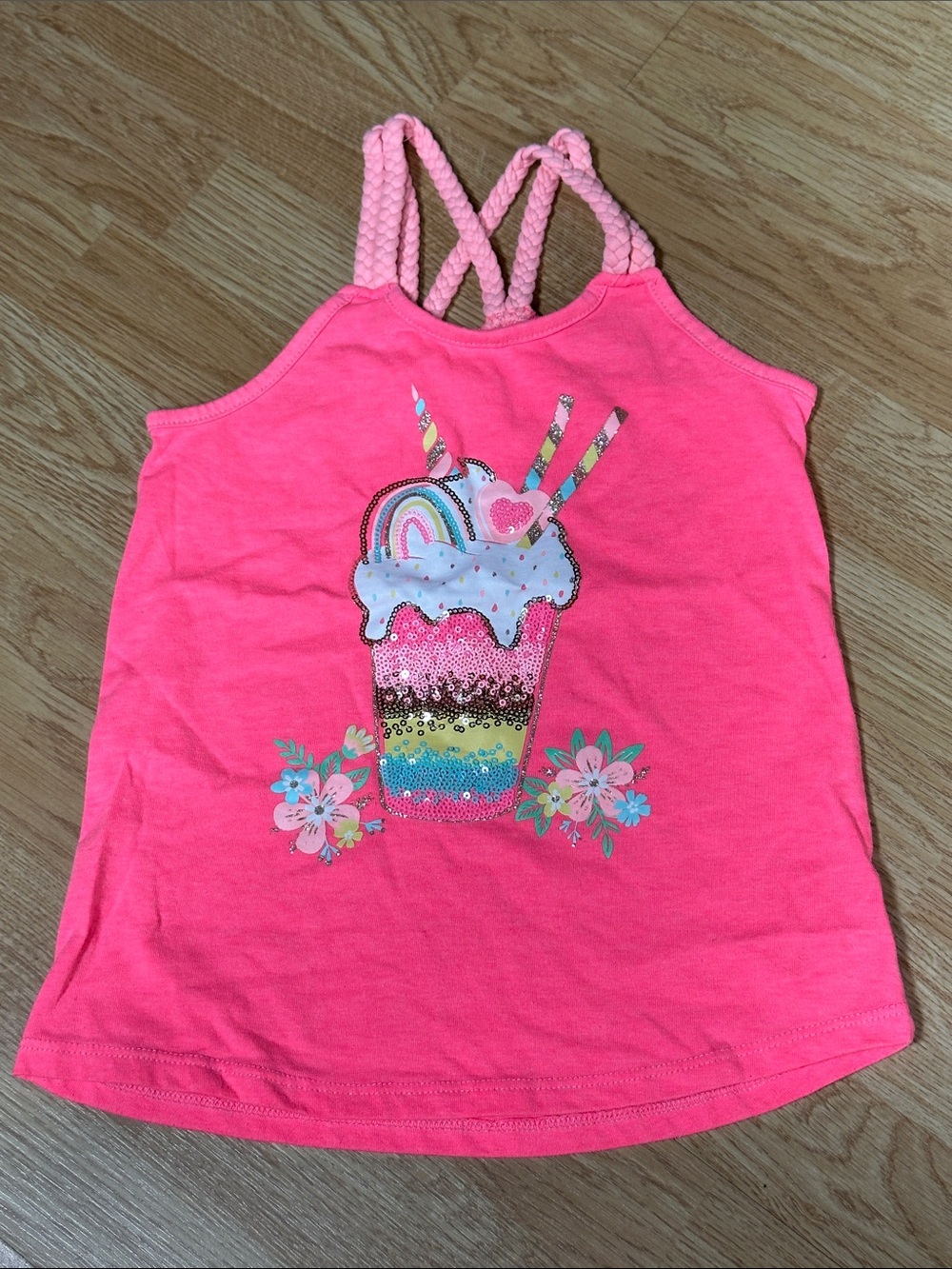 Cynthia Rowley unicorn Sunday sparkle tank top size small 5-6 hot pink